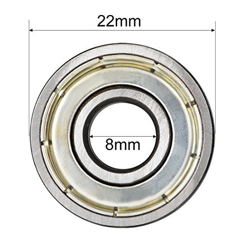 sourcing map 608ZZ Deep Groove Ball Bearing Double Shield 608-2Z 80018 8mm x 22mm x 7mm High Carbon Steel Z1 Bearings (Pack of 20) 608Z (8*22*7) Pack of 20
