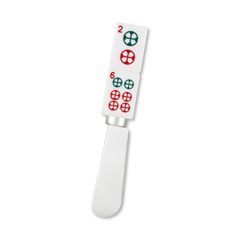 UPware Mahjong Tile Cheese Spreaders, Hand-Painted Resin Handles with Stainless Steel Blades for Spreading Cream Cheese, Butter, and Jam, Assorted Designs, Set of 4