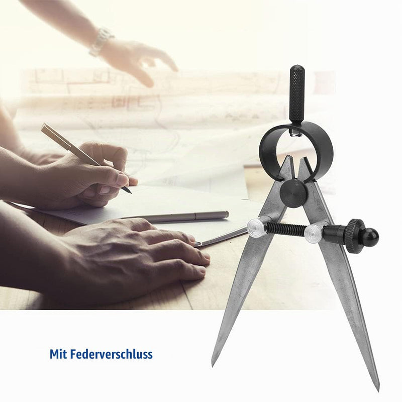 75 mm Spring Compass, Marking Compass, Compass with Locking Wheel | Adjustable spring compass, for drawing arches and circles, bisecting angles and segment halving