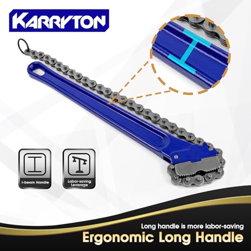 14" Chain Pipe Wrench 2" - 5" Pipe Diameters, 18.5" Chain Length Max Breaking Load 5500Lbs, Heavy Duty Plumbing Tool for Pipe Installation, Oil Fields Operations and Maintenance Blue 14-IN