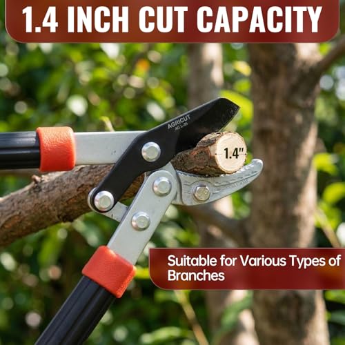 AGRICUT 21" Garden Loppers Anvil - Loppers for Tree Trimming Heavy duty 1.5" Cut Capacity Branch Cutter with Sharp High Carbon Steel Blade for Cutting Branches 21" Lopper