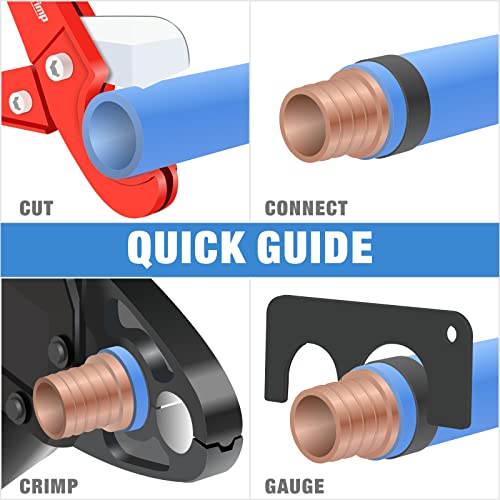 IWISS Combo Angle Head Pex Pipe Plumbing Crimping Tool for Copper Crimp Jaw Sets 1/2" & 3/4" with Go/No-Go Crimp Gauge Crimper