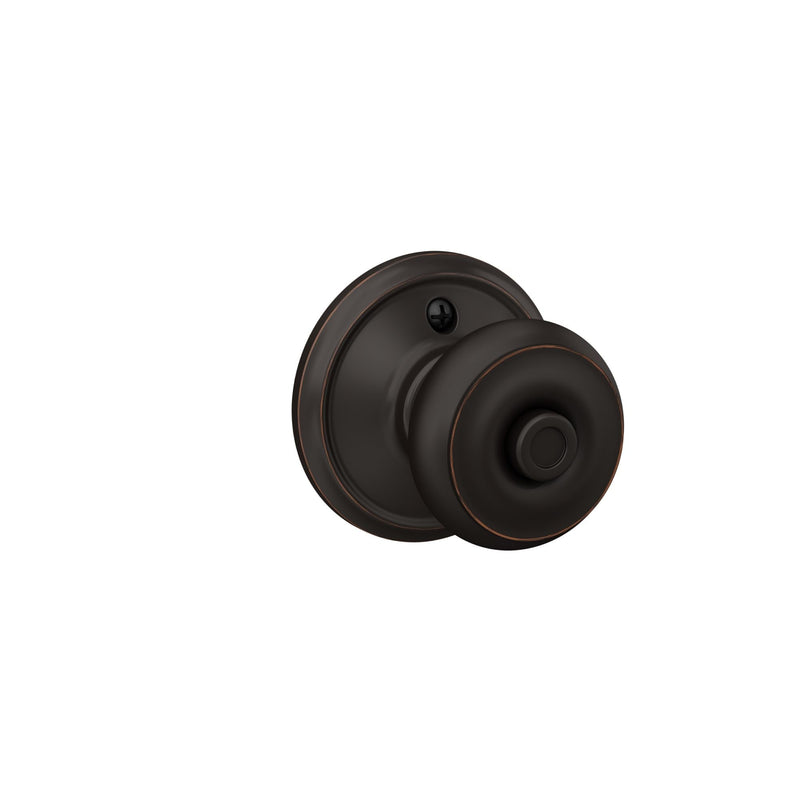 Schlage F40 GEO 716 Georgian Door Knob, Bed & Bath Privacy Lock, Aged Bronze Standard