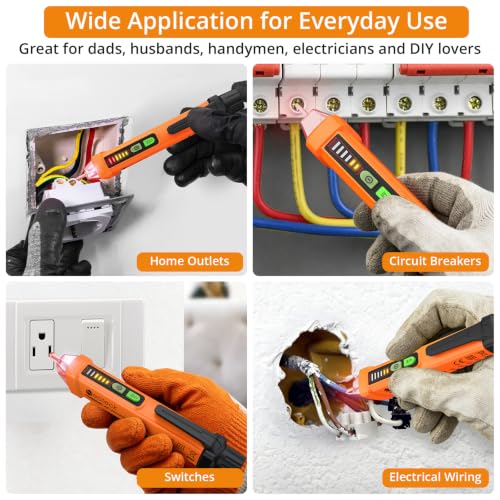 Neoteck Non-Contact Voltage Tester 12-1000V Digital Contactless Phase Tester AC Voltage Tester Non-Contact with LED Torch yellow