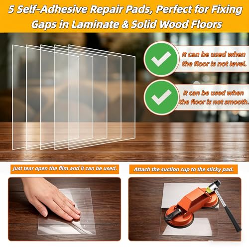 Floor Gap Fixer Tool, 45° Striking Surface, Dual Suction Cup