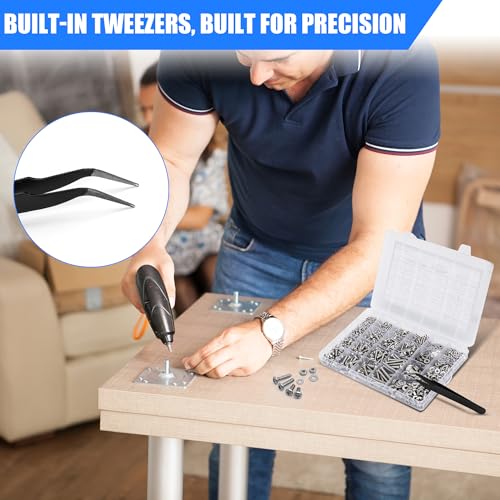 CraftGenes 710PCS Machine Screws Nuts and Washers Assortment Kit, Stainless Steel #4-40#6-32#8-32#10-24 Pan Head Bolts Set, Fasteners Hardware Kit with Case