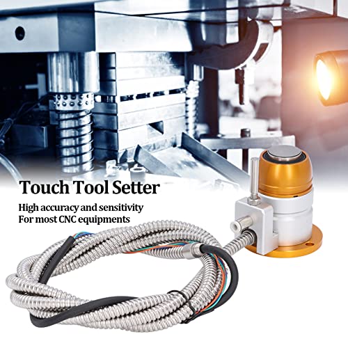 CNC Automatic Tool Sensor Gauge Z Axis Tool Setter DC 24V 4 Wires Normally Closed with Cable Strong Magnetic Base Carbide Contact Probe Sealed Design Dustproof Waterproof for CNC Router