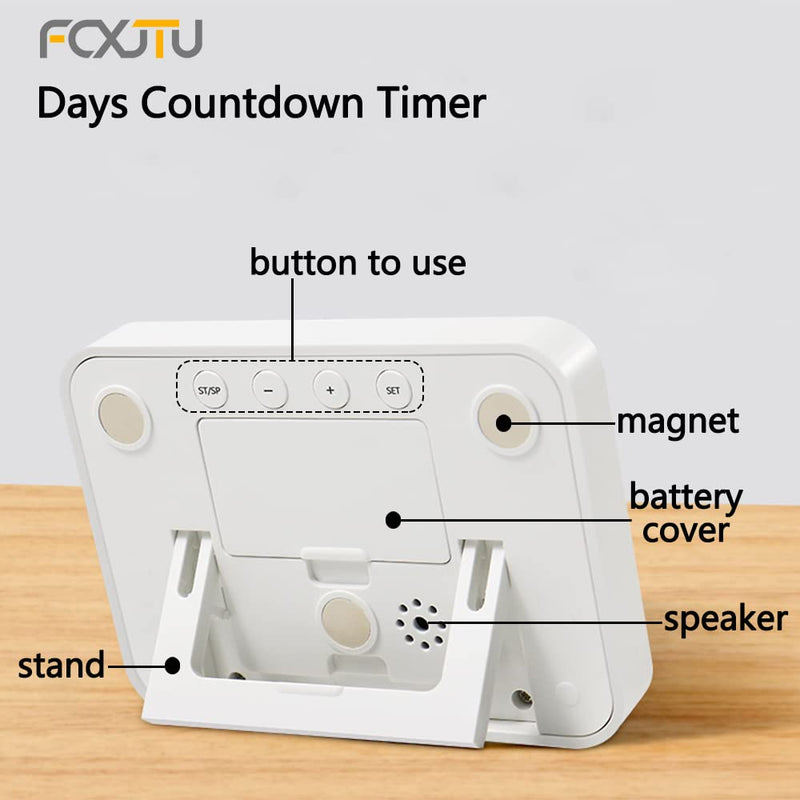 FCXJTU Digital Countdown Days Timer Clock- 9999 Days Count Down Days Timer with Stand Strong Magnetic Back for Retirement Wedding Vacation Christmas New Baby Classroom Lab Kitchen Cooking (9999Day) 9999Day Clock Timer