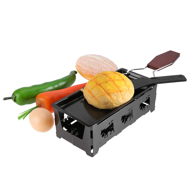 Non-Stick Cheese Melter, Portable Cheese Rotaster Raclette Machine with Spatula and Foldable Handle, Black