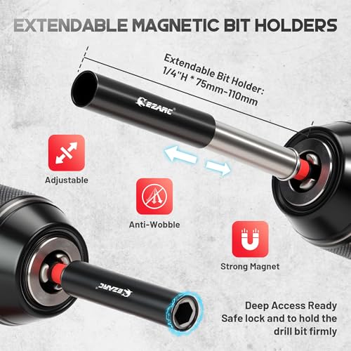 EZARC Impact Socket Adapter Set, 14PCS with Swivel and Angle Attachments