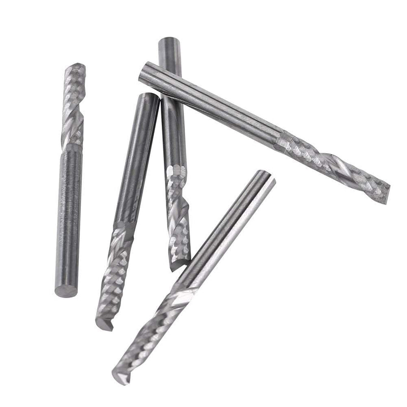 End Mill, 5PCS 1/8 Inch Shank 3.175mm x 12mm Carbide Flat End Mill CNC Milling Cutter Flute for Wood Aluminum Steel Titanium