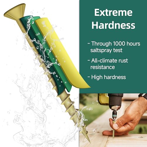 (20Sets) 1/4" x 3" Hex Head Lag Bolts & Wood Screws #10x3, 127 PCS 2lb, Deck Screws 3 Inch, Heavy Duty Lag Screws with Washers, Torx/Star Drive Head Deck Screw, T25 Star Bit Included