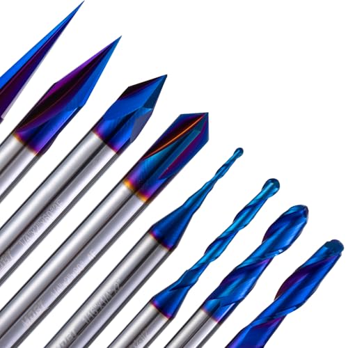 Upcut Spiral Router Bit 1/2 Inch Shank, 1/2 Inch Cutting Diameter, 2 Inch Cutting Length Solid Carbide with NACO Coating CNC Router Bits for Wood Cut, Trimming, Carving 1/2" Dia - 2" CL -1/2" Shank UP CUT