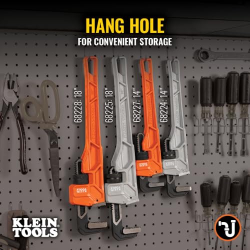 KLEIN TOOLS 68227 14-Inch Cast Iron Pipe Wrench, Heavy Duty Adjustable Plumbing Wrench with I-Beam Handle, 2-Inch Jaw Capacity