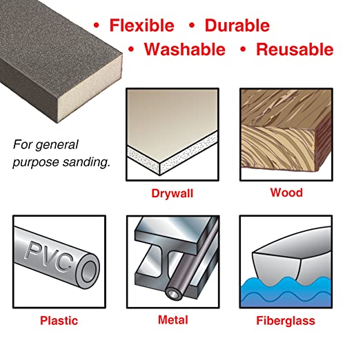 Ivy Classic 42031-12 Fine Angled Drywall XL Sanding Sponge, Flex-Abrasive, 12-Pack