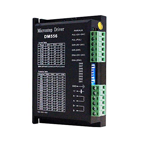 CNC Digital Stepper Motor Driver DM556 Stepper Motor Controller 2 Phase Stepper Motor Driver 20-50V DC Max 5.6A 128 Division for Nema 23 24 and Nema 34 Stepper Motor
