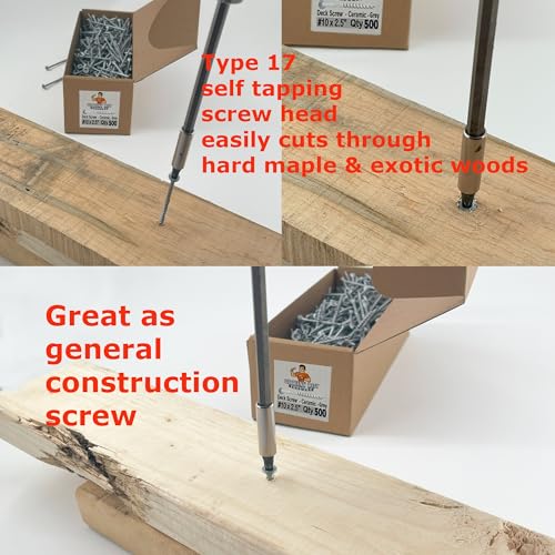 #10 x 2 Ceramic Coated Deck Screws, Length, T25 Drive, Rust Resistant, Grey Color, Qty (250) 250