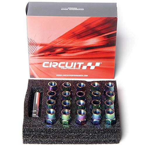 Circuit Performance Forged Steel Extended Open End Hex Lug Nut for Aftermarket Wheels: 12x1.25 Neo Chrome - 20 Piece Set + Tool