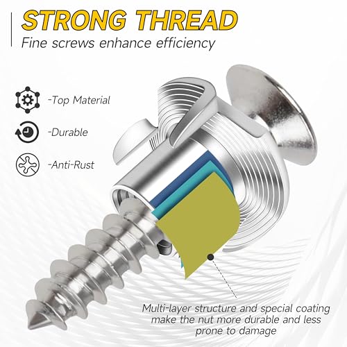 Mywish 100Pcs T Nuts, 1/4 20 Nut Hardware Nuts & (10 Sets) 1/4-20x4 Hex Head Assorted Screws Nuts and Bolts with Flat & Lock Washers, 4-Pronged Tee Blind Nuts Threaded Insert T Nuts 1/4-20"