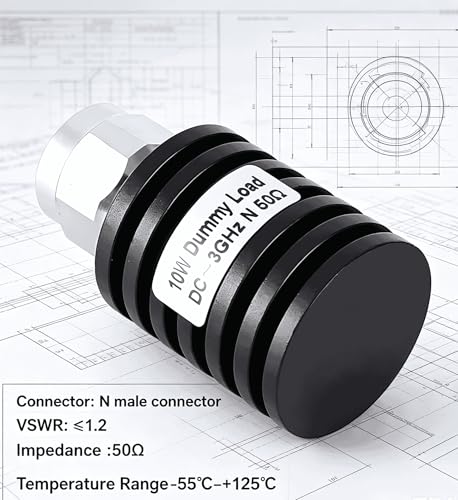 Becke 10 W Dummy Load, 3 GHz 10 Watt 50 Ohm Dummy Load with N Male Connector | 0 W N-plug dummy last 50 Ohm to 3 GHz with low VSWR, ideal for antenna and transmitter tests in amateur radio