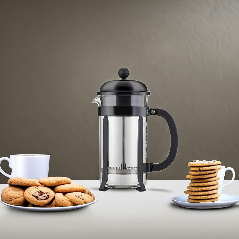 Bodum 34oz Chambord French Press Coffee Maker, High-Heat Borosilicate Glass, Stainless Steel, Black – Made in Portugal 34 oz
