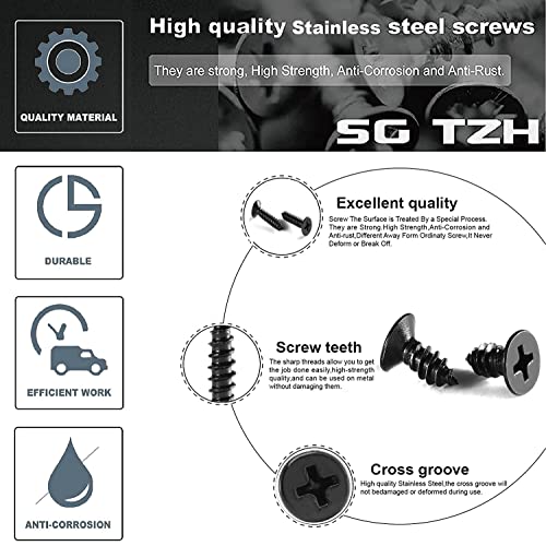 #14 x 4 Wood Screw 100Pcs 18-8 (304) Stainless Steel Screws Flat Head Phillips Fast Self Tapping Drywall Screws Black Oxide by SG TZH #14 x 4"