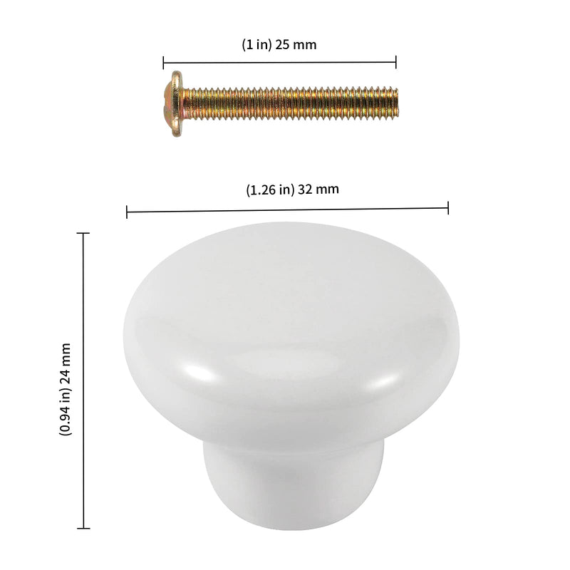 KEILEOHO 30 Pack Ceramic Cabinet Knobs, Vintage White Round Drawer Knobs with 30 PCS Screws, Cabinet Knobs Pull Handle for Drawer, Dresser, Door, Kitchen