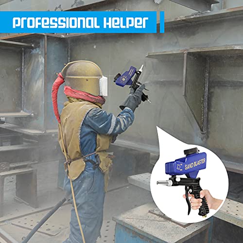 2 Pieces Portable Sand Blaster Guns, Multipurpose Sandblasting Tool with Connector, Air-Powered Abrasive Sand Blaster Gun, Gravity Feed Media Blaster for Clean Rust, Dirt, Paint, Corrosion Prevention