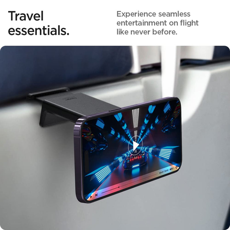Spigen Airplane MagSafe Phone Mount Travel Essentials and in-Flight Airplane Phone Mount - for iPhones & Galaxy Phones with MagSafe Cases & Pixel Phones with Pixelsnap Black