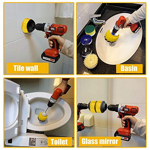 Duokon Drill Brush Tile Grout Cleaner Bathtub Toilet Brush PP Bristles Drill Attachment Cleaning Tool(3.5in)