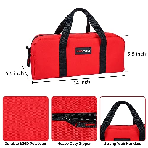 MELOTOUGH Utility Rudded Tool Bag Small Canvas Tool Bag with Zipper Combo Kit + Small Tool Pouch for Tool Belt,Electrician Tool Pouch,Tool Pouch Tool Holster with 13 Pockets