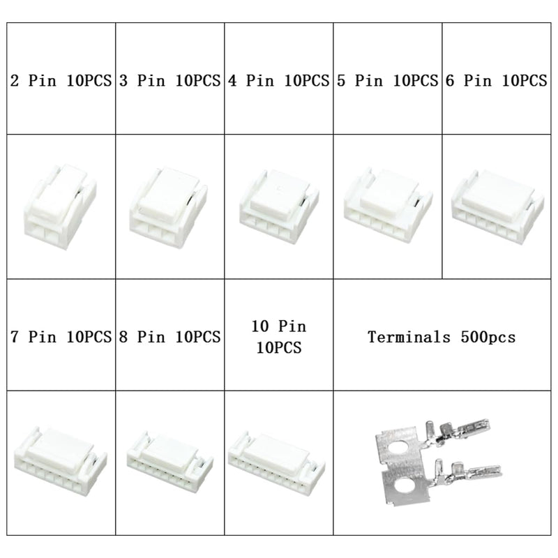 580Pcs JST GH 1.25mm Connector Kit,2/3/4/5/6/7/8/10 Pin Housing Connectors,1.25mm Pitch JST Adapter,GH 1.25mm Plug Terminal set for 3D printer、Flight Controller
