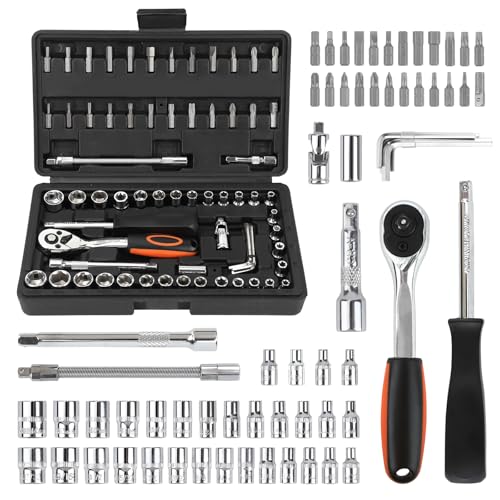 69pcs Drive Impact Socket Set (1/4" & 3/8"), Metric & Standard Socket Set 69 PCS