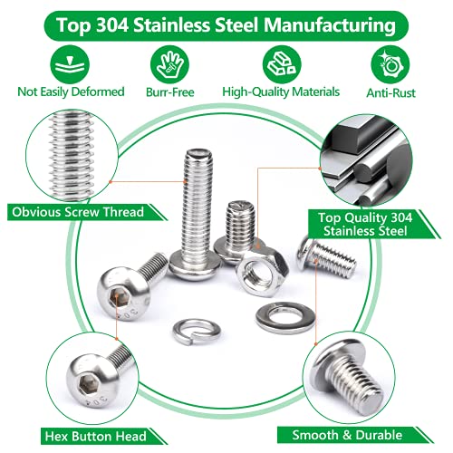 1440PCS Screws Bolts and Nuts Assortment Kit M2 M3 M4 M5 Hex Button Head Hex Bolts and Nuts Sets, 304 Stainless Steel and 1500PCS M2 M3 M4 M5 M6 Screw and Nut Assortment Hex Socket Flat Head Cap 10.9