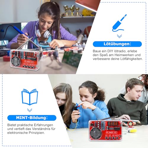 PEMENOL Soldering Practice Kit, DIY FM Radio Soldering Kit with USB Digital Display, Power Failure Storage, Electronic Kits, Soldering Learning Set for Beginners, Adults, Gift Soldering Exercise Set