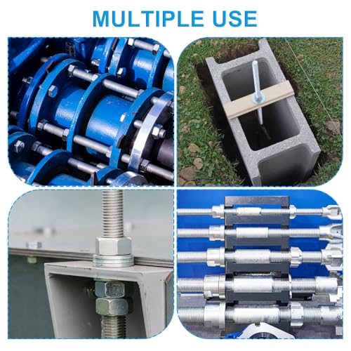 PATIKIL 1/2"-13 UNC 304 Stainless Steel Fully Threaded Rod, 3Pcs 15.7" Length Long Threaded Screw Right Hand Threads All Threaded Rod Studs for Anchoring Bolt, Clamps, Hangers and U-Bolts 1/2"-13 x 15.7" 3