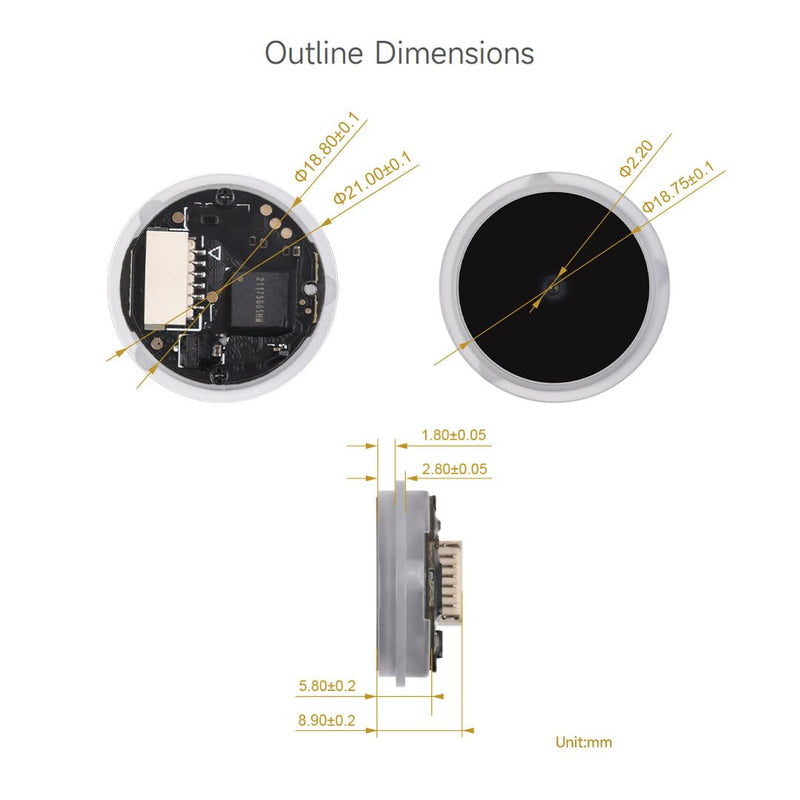 Waveshare Round 2D Codes Scanner Module, Barcode/QR Code Reader, with LED Indicator, Small Size, Easy to Integrate