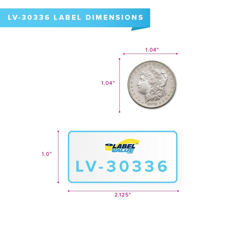 Dymo LV-30336 Compatible Labels - 1 x 2-1/8