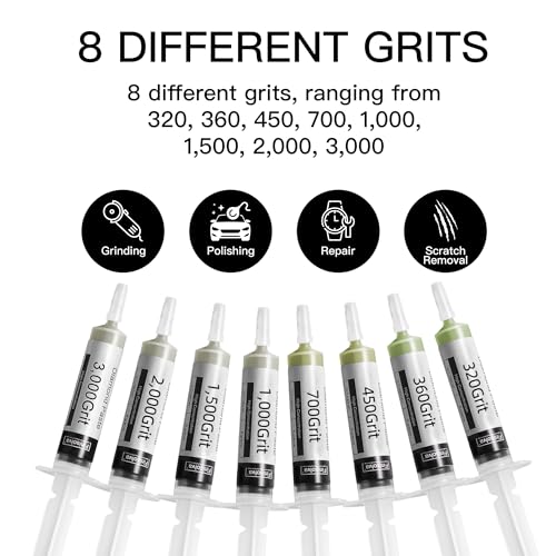 Wool Felt Polishing Wheel Kit with Diamond Polishing Paste Set, 100PCS Buffing Wheels & Bits with 8 Grit Diamond Compound Syringes for Rotary Tools, Metal, Glass, Jewelry, Stone & Resin, for Finisolva