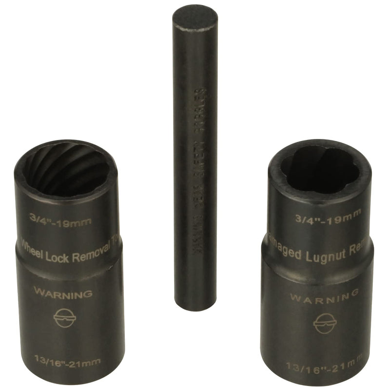 LTI TOOLS Twist Socket Lugnut Removal System, 3 Piece (LT4300), includes twist sockets 400-25 and 4200A and punch 400-7