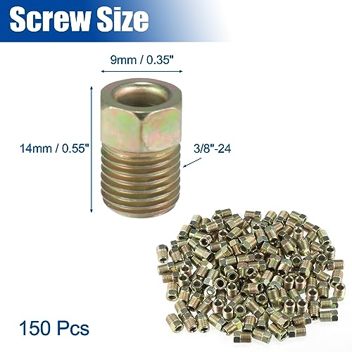 X AUTOHAUX 150pcs 3/8"-24 Threads Brake Line Nut Fittings for 3/16"