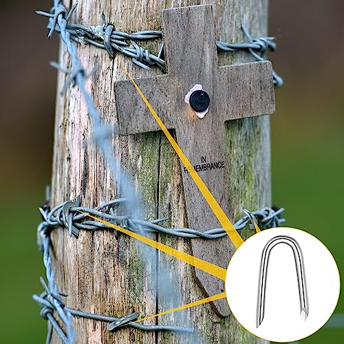 Therwen U Shaped Nails Wire Fence Staples Nails, 1 Inch Steel Fencing Spike, Galvanized U Shaped Fasteners Spike for Fixing Wire Woven and Mesh Fencing, Corrosion and Rust Resistant(1000 Pcs) 1000