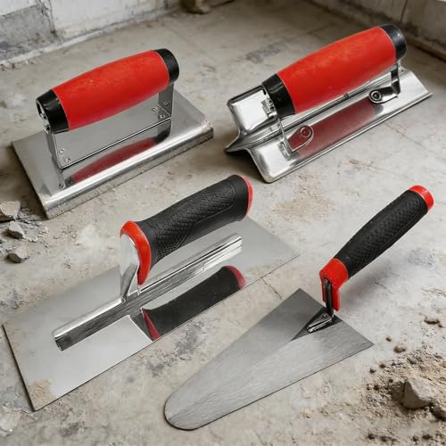 4 PCS Concrete Tool Set, Finishing & Gauging Trowel, Edger Groover Concrete Tool Set, 4 Pcs