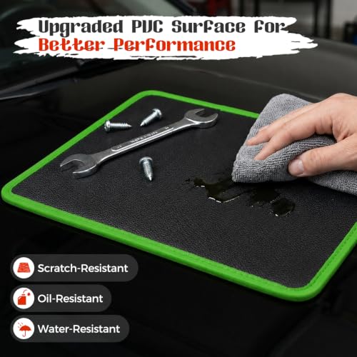 Magnetic Tool Mat Set,40LB Flexible Magnetic Mat, 4 Size Magnetic Tool Pads Green