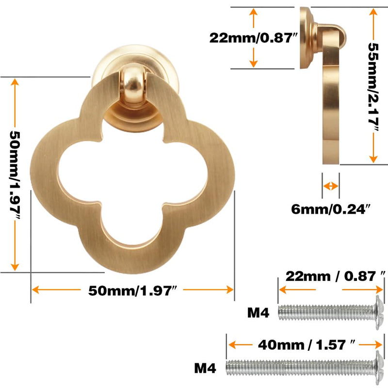 12 Pack 55mm Cupboard Knobs Cabinet Knobs, Gold Zinc Alloy Dresser Drawer Knobs with Screws for Kitchen&Bathroom（Gold,12 Pack） 12