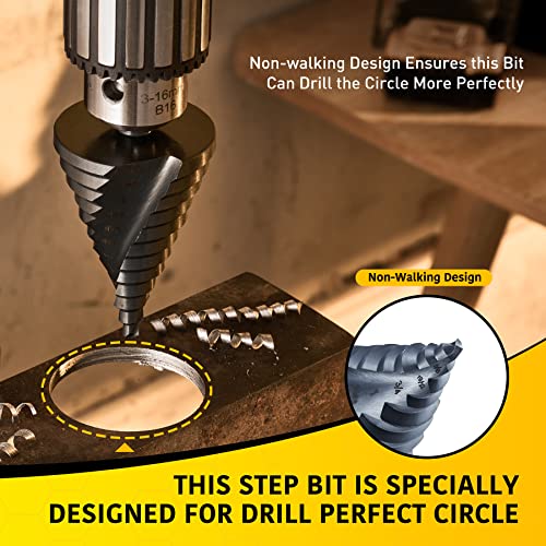 Anfrere 12 Sizes Step Drill Bit 1pc M2 Larger Bit (Black)