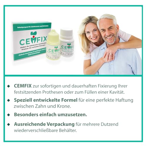 For refixing dental crowns and bridges. The ideal solution for crowns, bridges, dental caries and lost fillings.