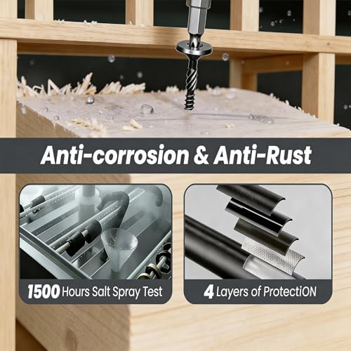 #14×8Inch Heavy Duty Outdoor Structural Screws, Rustproof Deck Screws, Star Driven Epoxy Wood Screws with T30 Drill Bit, No Pre-Drilling Required, for Woodworking Projects, 30Pcs #14×8in 30