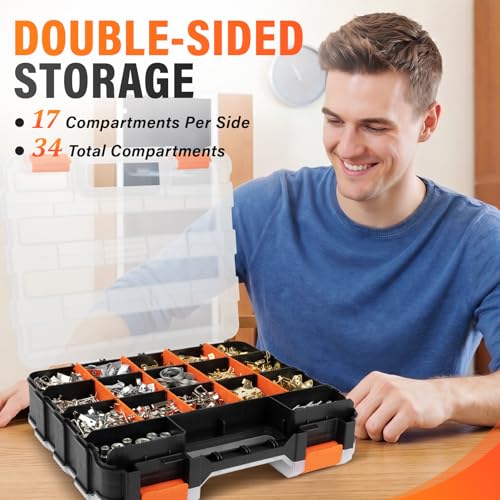 DIYSELF 2 Pack Hardware Organizer, 34-Compartment Small Parts Organizer