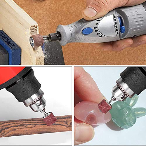 Sanding Sleeves Set with 144 Sanding Bands (80/120 Grit) + 6 Sanding Rollers | Standard Size Drum Mandrels Sanding Drum Grinding Attachments, Drum Sander Set, for Dremel Rotary Tool